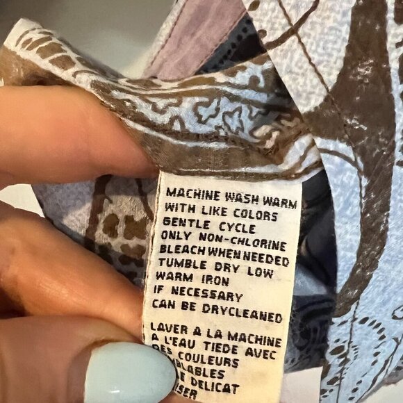 TOMMY BAHAMA 100% Cotton Shirt Mens Medium Paisley Snap Brown Blue LS Western - Picture 7 of 8